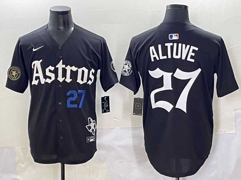 Men 2025 Houston Astros #27 Altuve Black Five generations Joint Name Nike MLB Jersey style 7->houston astros->MLB Jersey